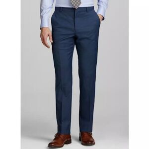 Jos.A.Bank 44 Long Wool Blend Traveler Navy Blue Slim Fit Career Dress Pants